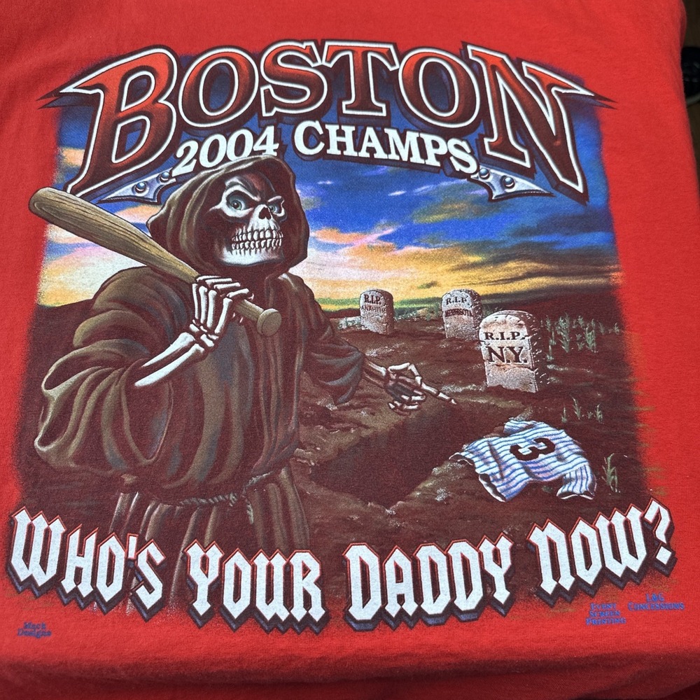 Vintage Y2K Boston Red Sox T Shirt Mens‎ XL Whos Your Daddy 2004 ALCS Champions